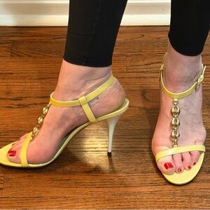 Gucci Sand Pelle S Cuoio Vernice Soft Metal Mystic White horsebit heel sandal 10